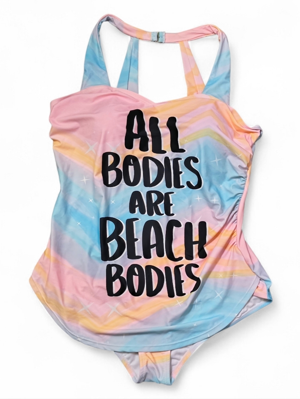 “All Bodies Are Beach Bodies” One Piece Swimsuit 3XL Colorful Tankini Style Plus